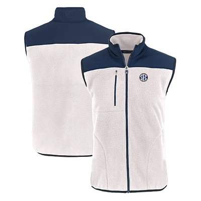 Men's Cutter & Buck Oatmeal SEC Gear Helmet Cascade Eco Sherpa Fleece Full-Zip Vest