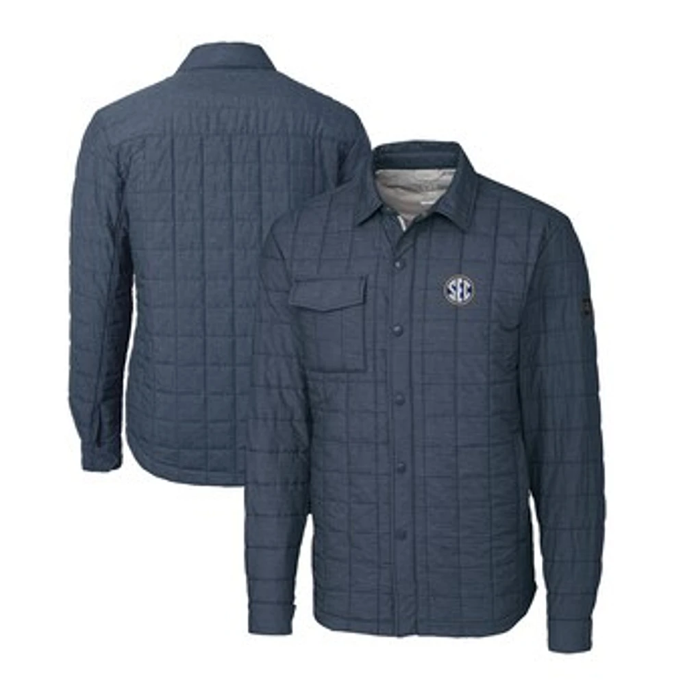 Men's Cutter & Buck Anthracite SEC Gear Rainier PrimaLoft Eco Insulated Quilted Button-Up Shacket