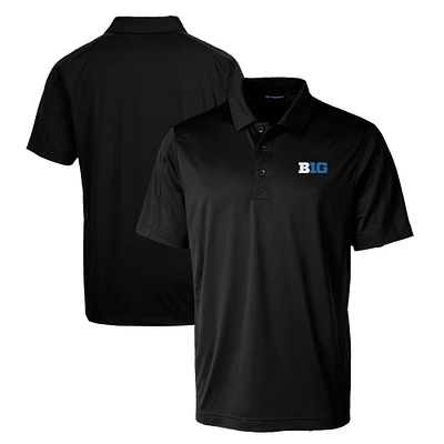 Men's Cutter & Buck Black Big Ten Gear Prospect Textured Stretch Polo