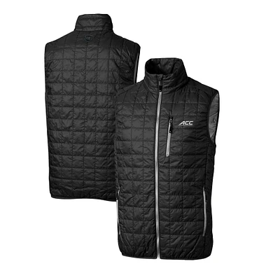 Men's Cutter & Buck Black ACC Gear Rainier PrimaLoft Eco Insulated Full-Zip Puffer Vest