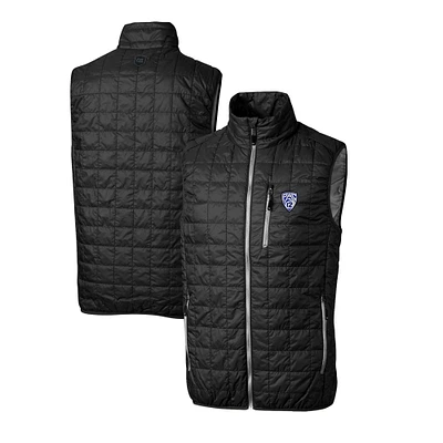 Men's Cutter & Buck Black Pac-12 Gear Rainier PrimaLoft Eco Insulated Full-Zip Puffer Vest