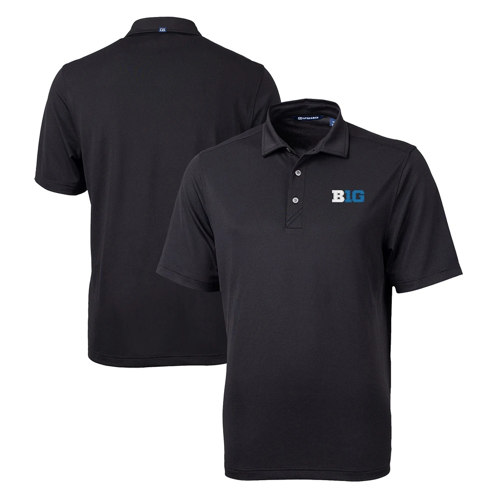 Men's Cutter & Buck Black Big Ten Gear Virtue Eco Pique Recycled Polo