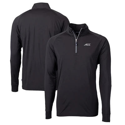 Men's Cutter & Buck Black ACC Gear Adapt Eco Knit Stretch Recycled Half-Zip Pullover Top