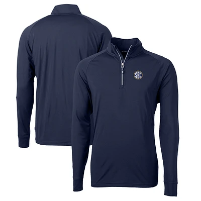 Men's Cutter & Buck Navy SEC Gear Adapt Eco Knit Stretch Recycled Half-Zip Pullover Top