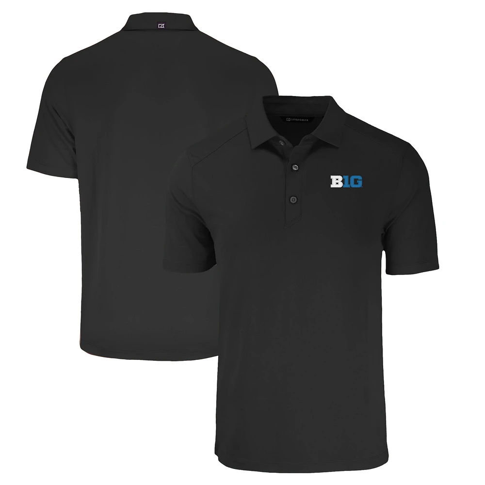 Men's Cutter & Buck Black Big Ten Gear Forge Eco Stretch Recycled Polo