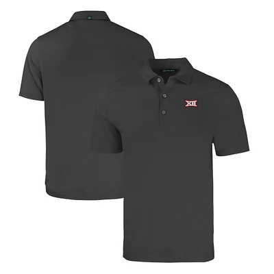 Men's Cutter & Buck Heather Black Big 12 Gear Forge Eco Stretch Recycled Polo