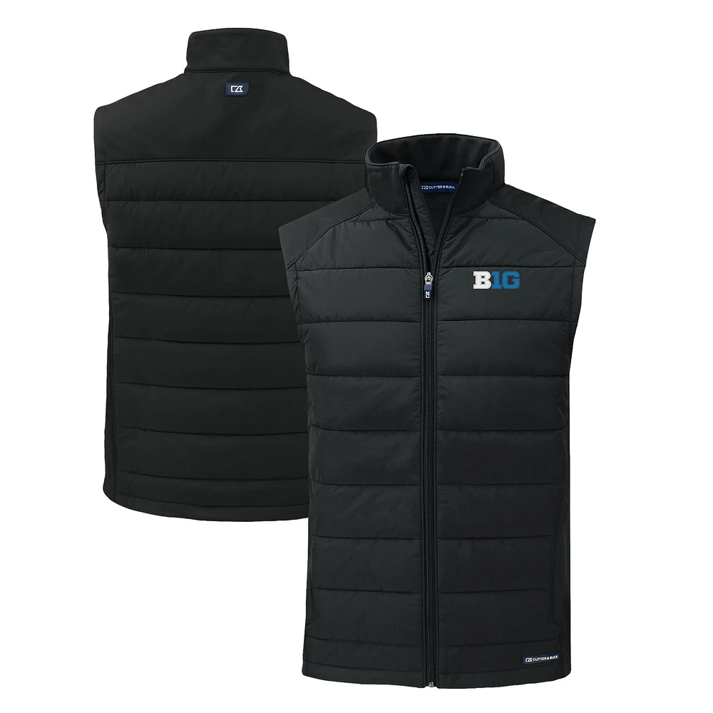 Men's Cutter & Buck Black Big Ten Gear Rainier PrimaLoft Eco Insulated Printed Full-Zip Puffer Jacket