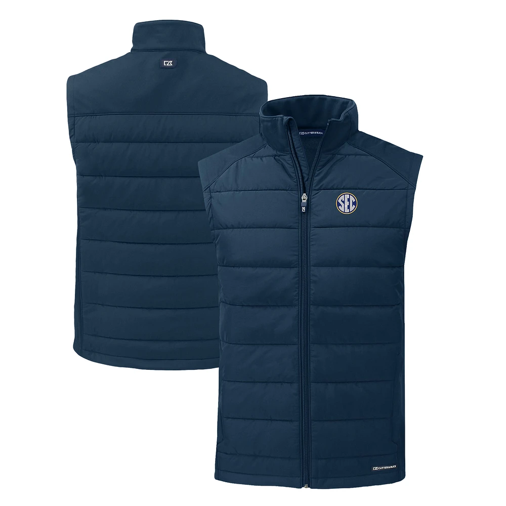 Men's Cutter & Buck Navy SEC Gear Rainier PrimaLoft Eco Insulated Printed Full-Zip Puffer Jacket
