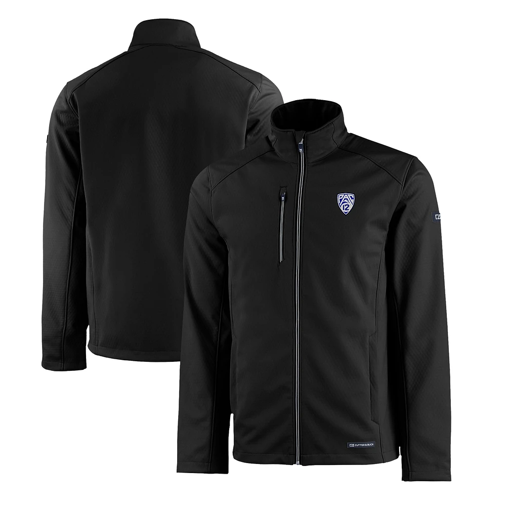 Men's Cutter & Buck Black Pac-12 Gear Evoke Eco Softshell Recycled Full-Zip Jacket