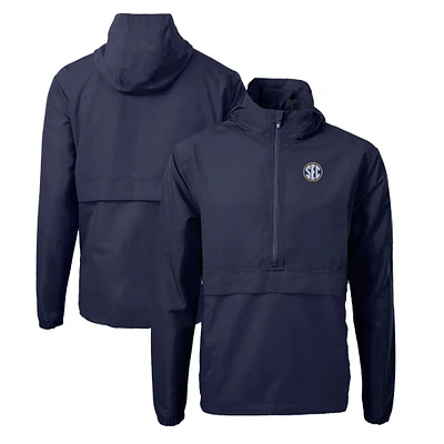 Men's Cutter & Buck Navy SEC Gear Charter Eco Recycled Anorak Half-Zip Jacket