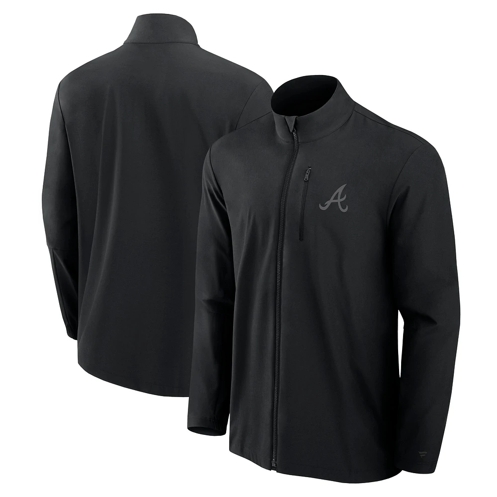 Men's Fanatics Black Atlanta Braves Front Office Micro Tonal Full-Zip Jacket