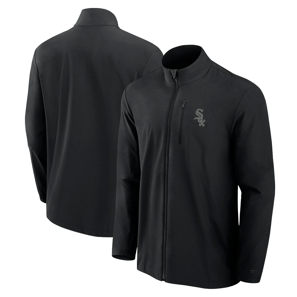 Men's Fanatics Black Chicago White Sox Front Office Micro Tonal Full-Zip Jacket