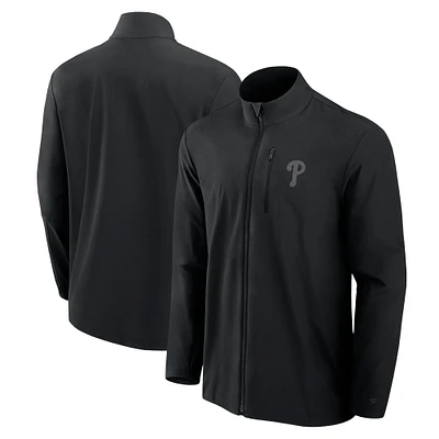 Men's Fanatics Black Philadelphia Phillies Front Office Micro Tonal Full-Zip Jacket