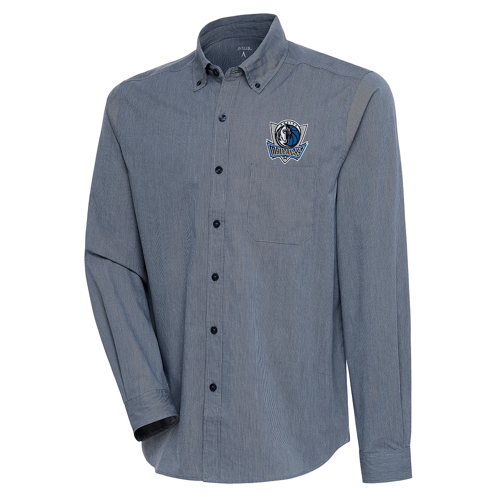 Men's Antigua Navy Dallas Mavericks Compression Button-Down Shirt