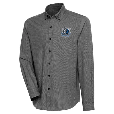Men's Antigua Black Dallas Mavericks Compression Button-Down Shirt