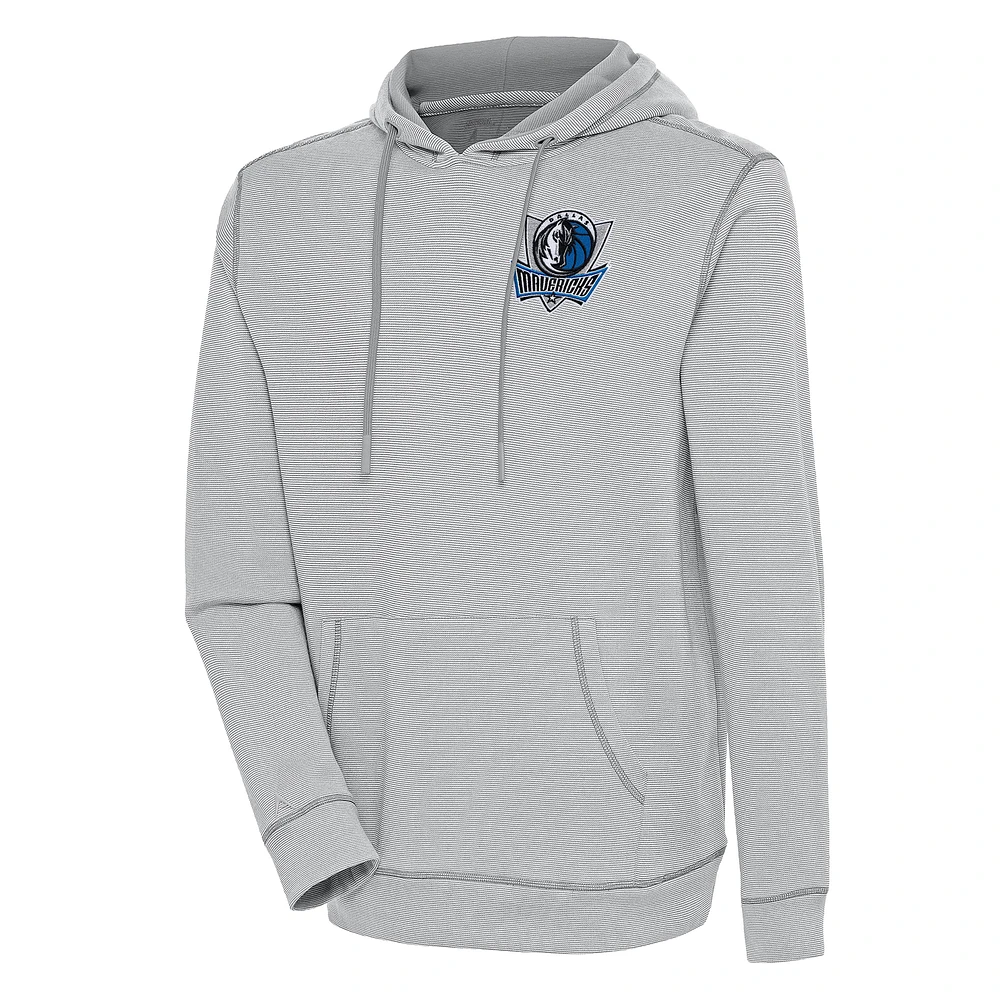 Men's Antigua Gray Dallas Mavericks Axe Bunker Tri-Blend Pullover Hoodie
