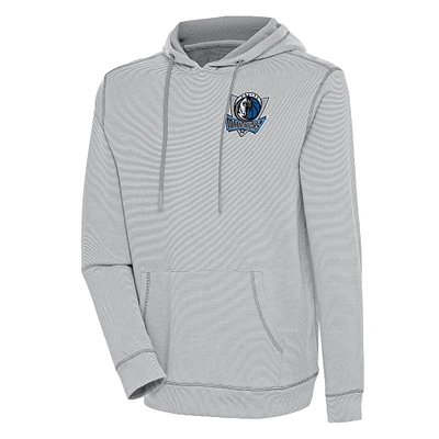 Men's Antigua Gray Dallas Mavericks Axe Bunker Tri-Blend Pullover Hoodie