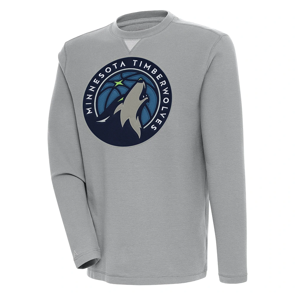 Men's Antigua Gray Minnesota Timberwolves Flier Bunker Pullover Sweatshirt