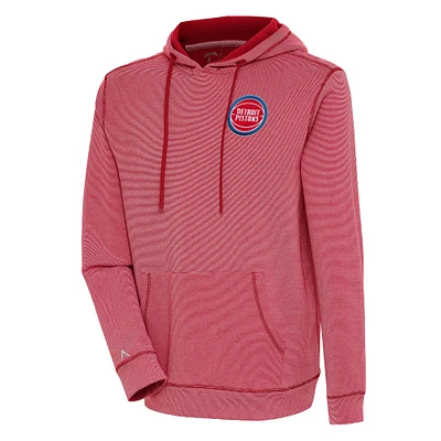 Men's Antigua Red Detroit Pistons Axe Bunker Tri-Blend Pullover Hoodie