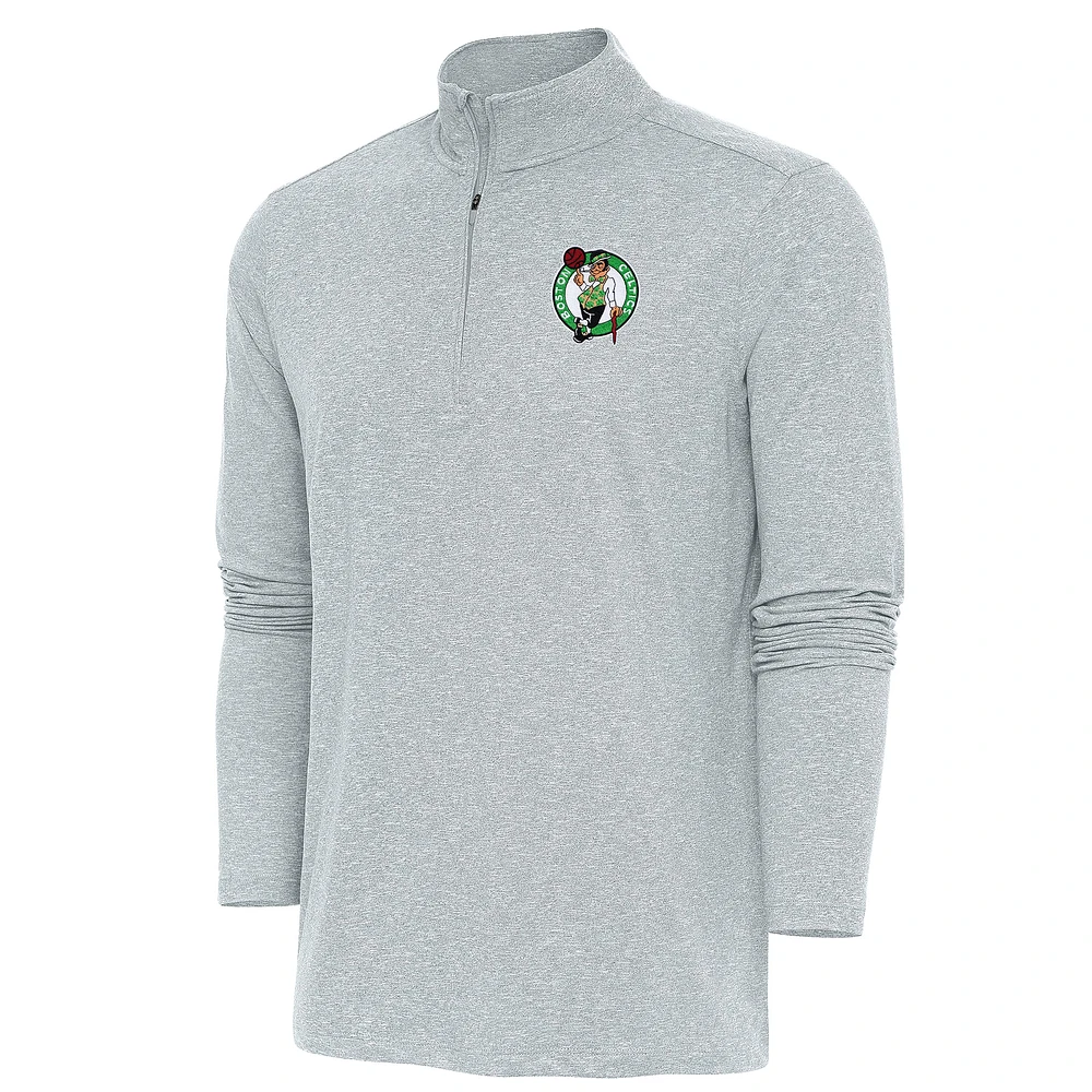 Men's Antigua Heather Boston Celtics Hunk Quarter-Zip Pullover Top