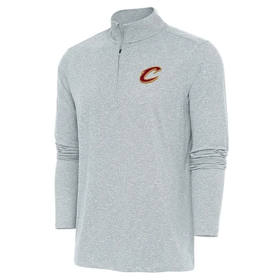 Men's Antigua Heather Gray Cleveland Cavaliers Hunk Quarter-Zip Pullover Top