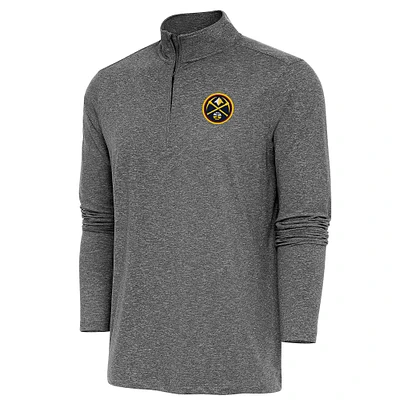 Men's Antigua Heather Denver Nuggets Hunk Quarter-Zip Pullover Top