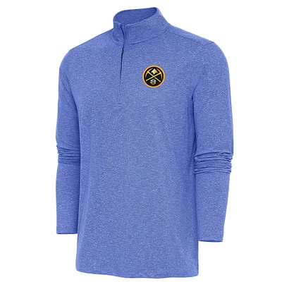 Men's Antigua Heather Royal Denver Nuggets Hunk Quarter-Zip Pullover Top