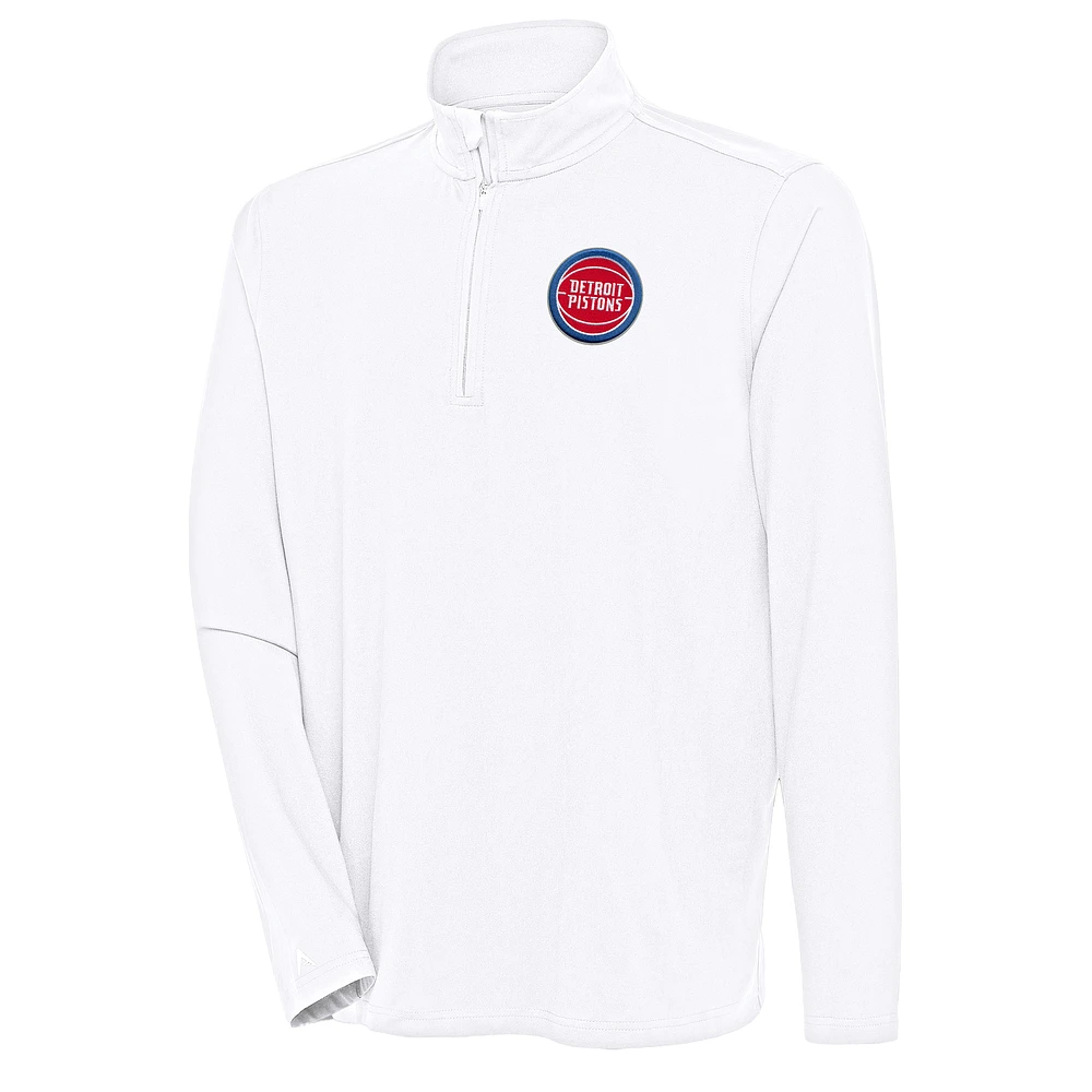 Men's Antigua White Detroit Pistons Hunk Quarter-Zip Pullover Top