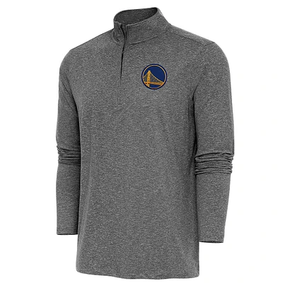 Men's Antigua Heather Golden State Warriors Hunk Quarter-Zip Pullover Top