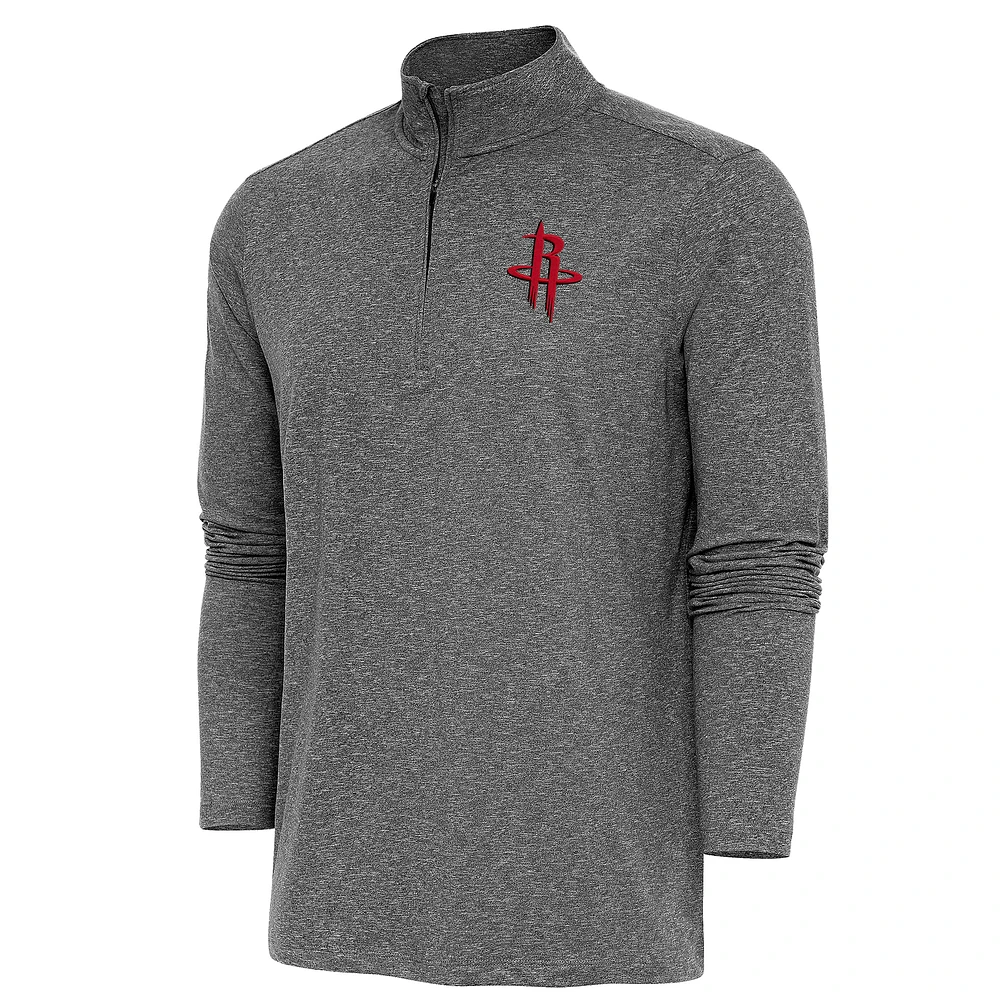 Men's Antigua Heather Houston Rockets Hunk Quarter-Zip Pullover Top