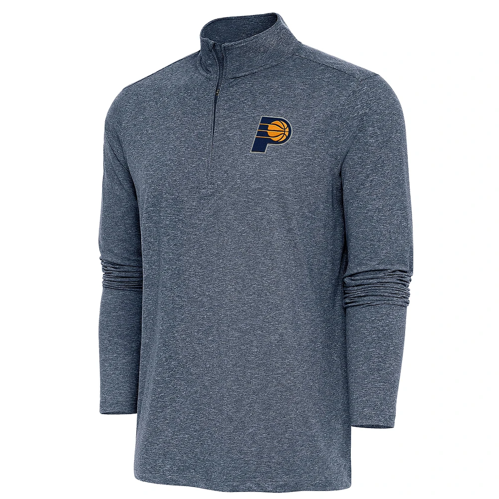 Men's Antigua Heather Navy Indiana Pacers Hunk Quarter-Zip Pullover Top