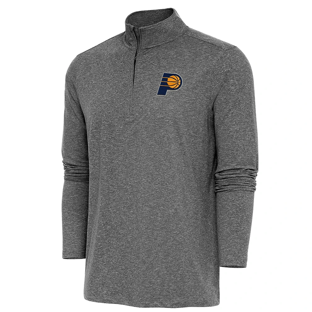 Men's Antigua Heather Black Indiana Pacers Hunk Quarter-Zip Pullover Top