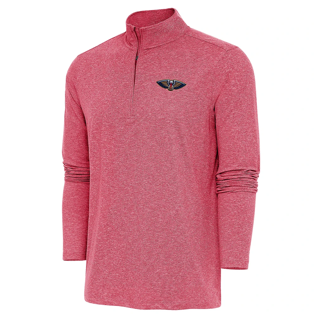 Men's Antigua Heather New Orleans Pelicans Hunk Quarter-Zip Pullover Top