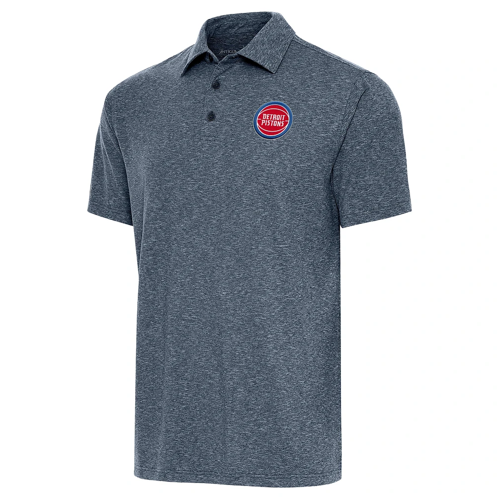 Men's Antigua Heather Navy Detroit Pistons Par Polo