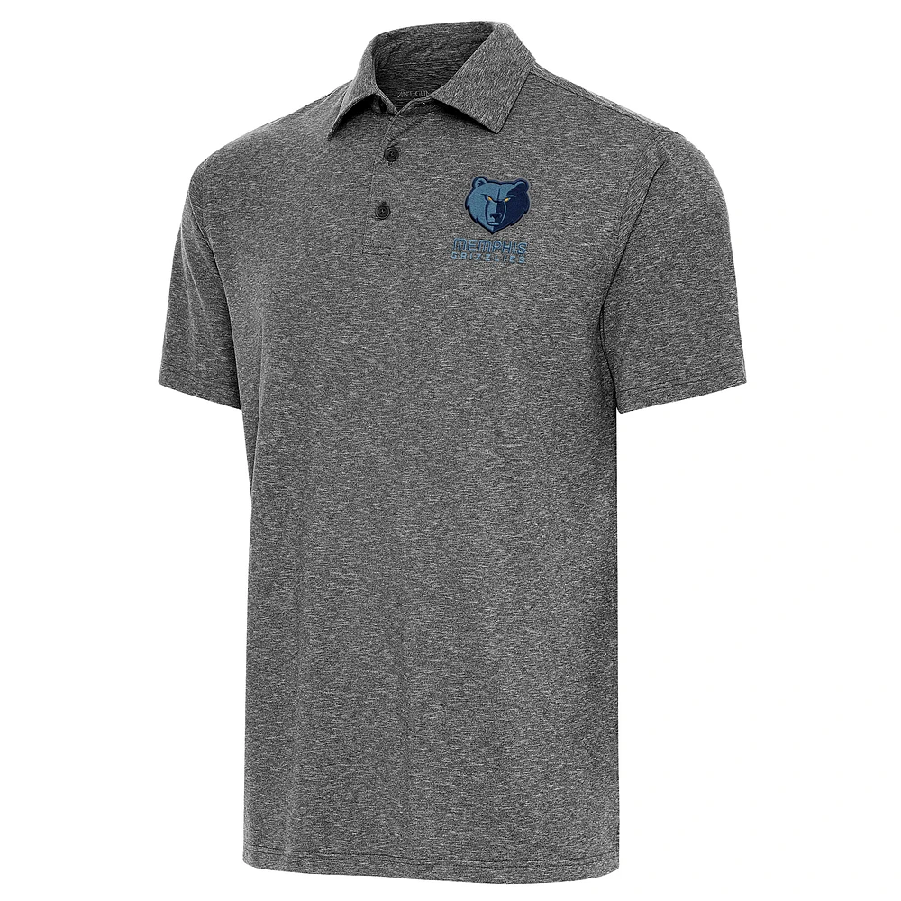 Men's Antigua Heather Black Memphis Grizzlies Par Polo