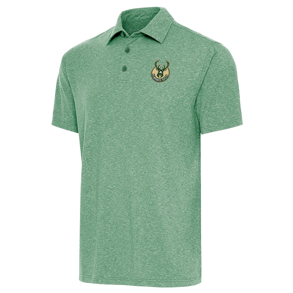 Men's Antigua Hunter Green Milwaukee Bucks Par Polo