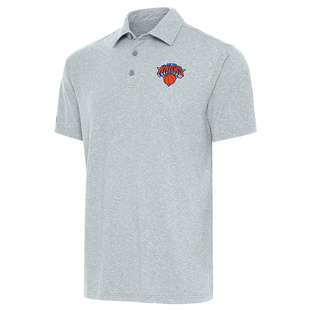 Men's Antigua Heather Gray New York Knicks Par Polo