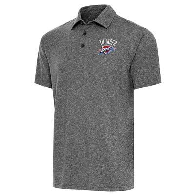 Men's Antigua Heather Black Oklahoma City Thunder Par Polo