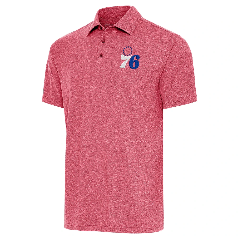 Men's Antigua Heather Red Philadelphia 76ers Par Polo