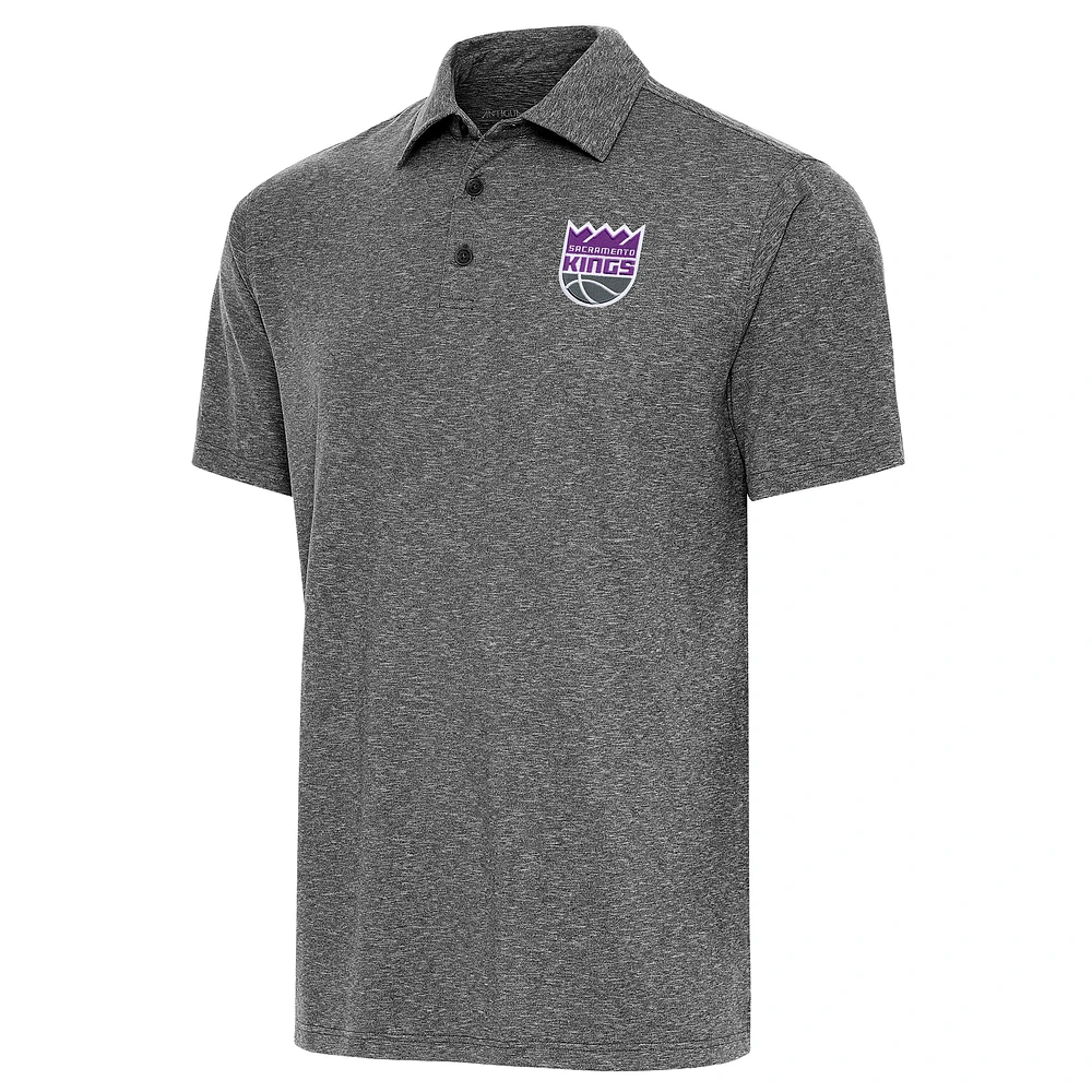 Men's Antigua Heather Black Sacramento Kings Par Polo