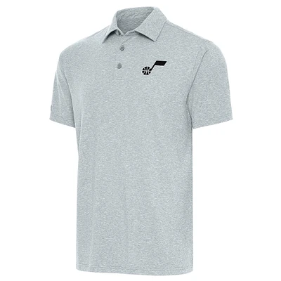 Men's Antigua Heather Gray Utah Jazz Par Polo