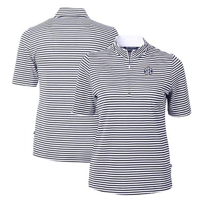 Women's Cutter & Buck Navy SEC Gear DryTec Virtue Eco Pique Stripe Recycled Top
