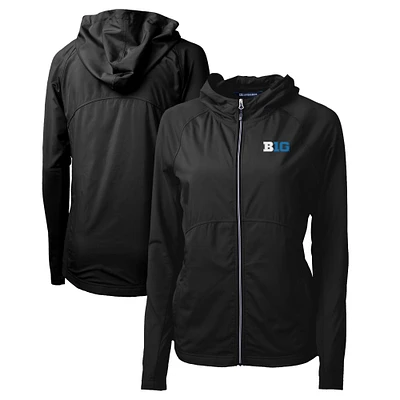 Women's Cutter & Buck Black Big Ten Gear Adapt Eco Knit Hybrid Recycled Full-Zip Jacket