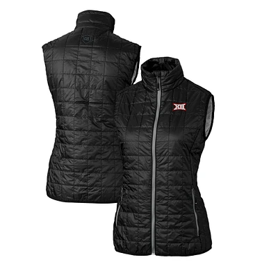 Women's Cutter & Buck Black Big 12 Gear Rainier PrimaLoft Eco Insulated Full-Zip Puffer Vest