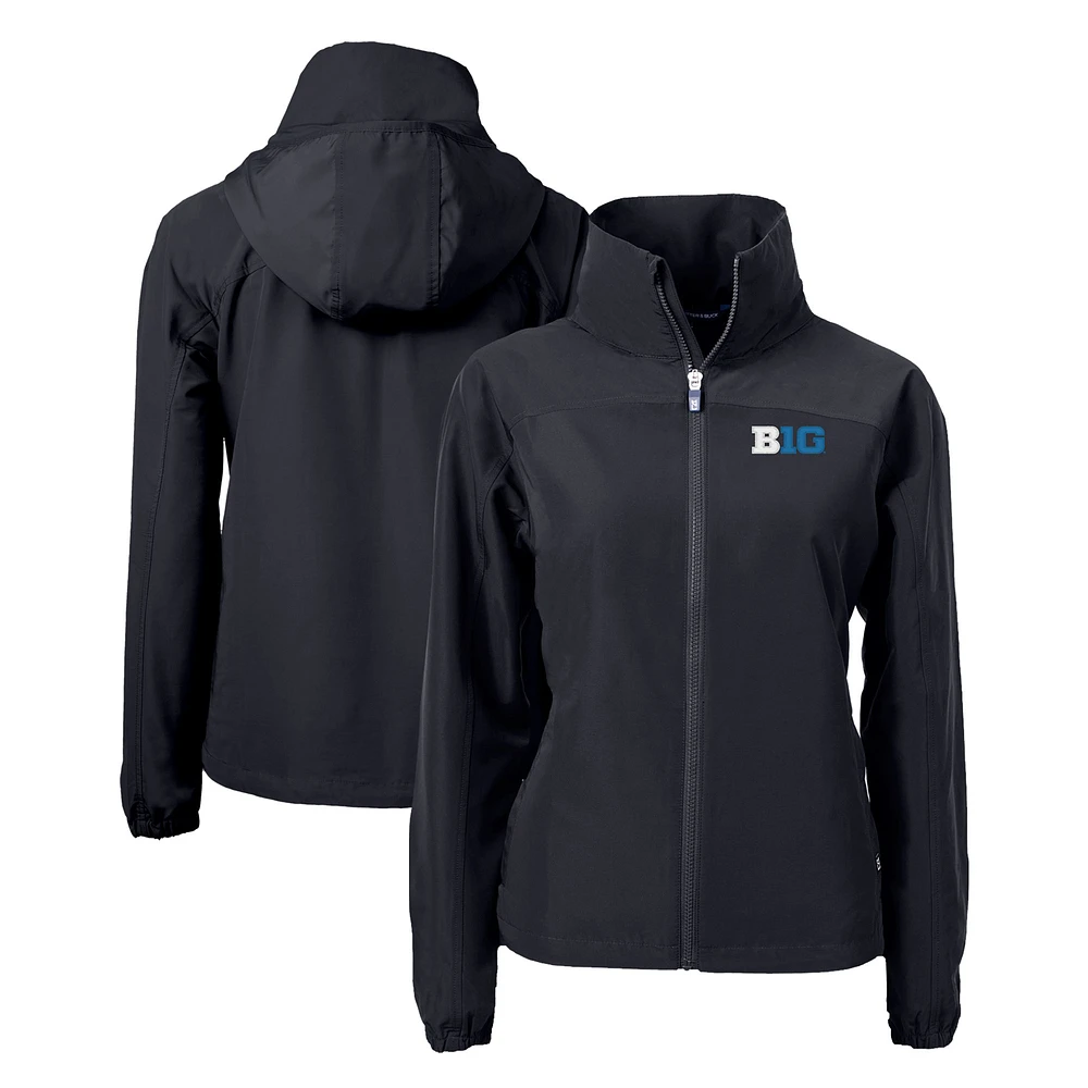 Women's Cutter & Buck Black Big Ten Gear Charter Eco Recycled Full-Zip Jacket