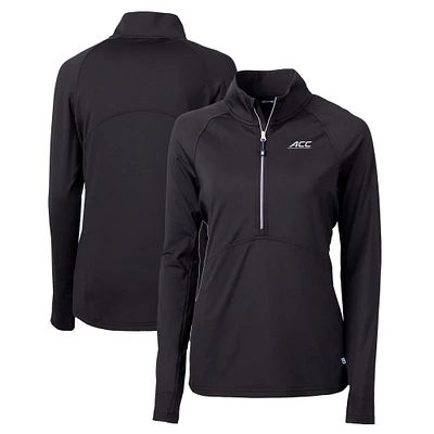 Women's Cutter & Buck Black ACC Gear Adapt Eco Knit Stretch Recycled Half-Zip Pullover Top