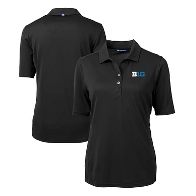 Women's Cutter & Buck Black Big Ten Gear DryTec Virtue Eco Pique Recycled Polo