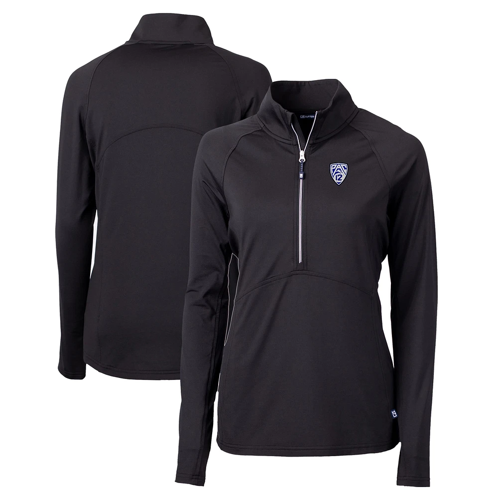 Women's Cutter & Buck Black Pac-12 Gear Adapt Eco Knit Stretch Recycled Half-Zip Pullover Top