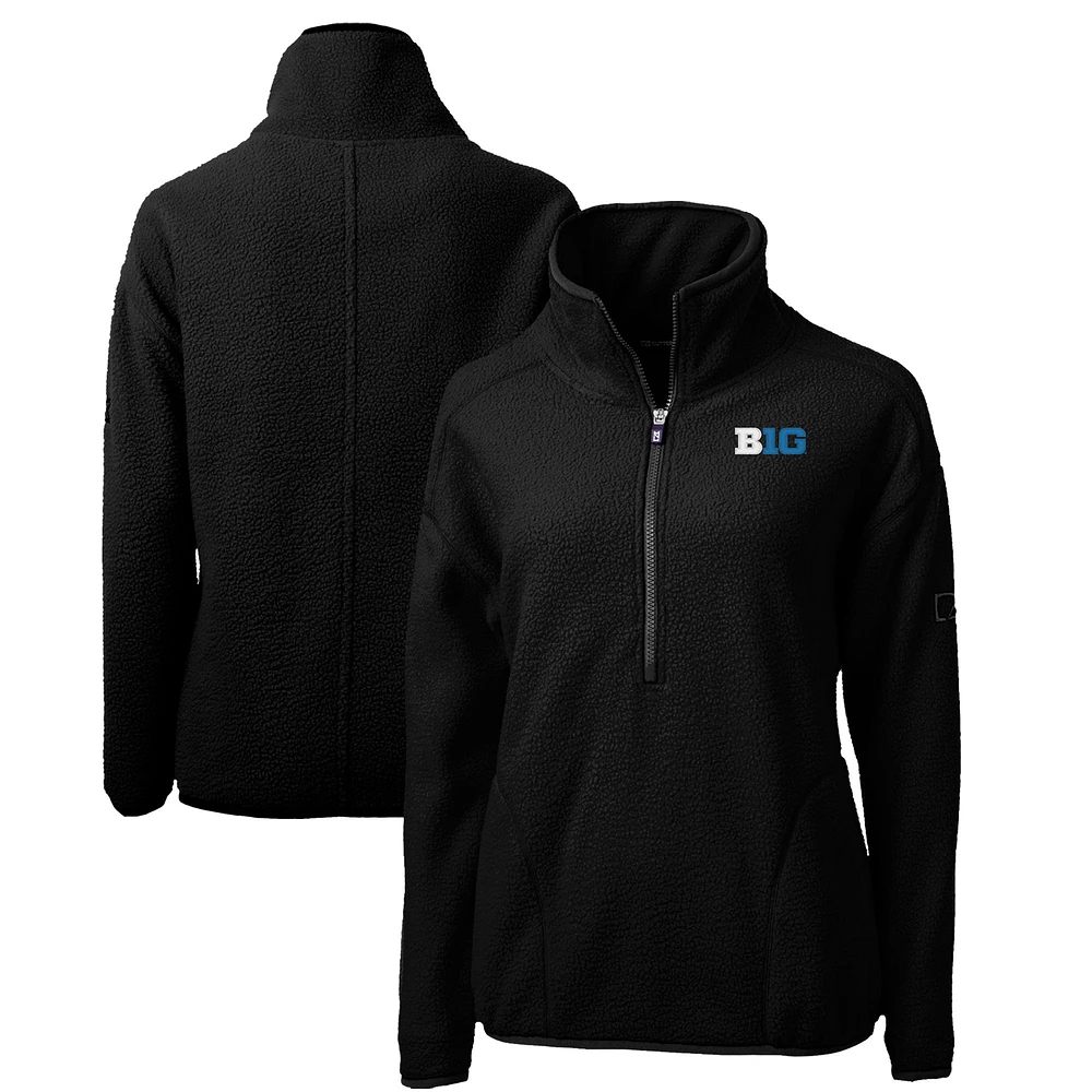 Women's Cutter & Buck Black Big Ten Gear Cascade Eco Sherpa Fleece Half-Zip Pullover Top