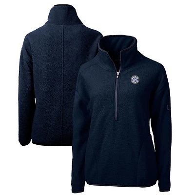 Women's Cutter & Buck Navy SEC Gear Cascade Eco Sherpa Fleece Half-Zip Pullover Top